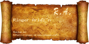 Ringer Arián névjegykártya